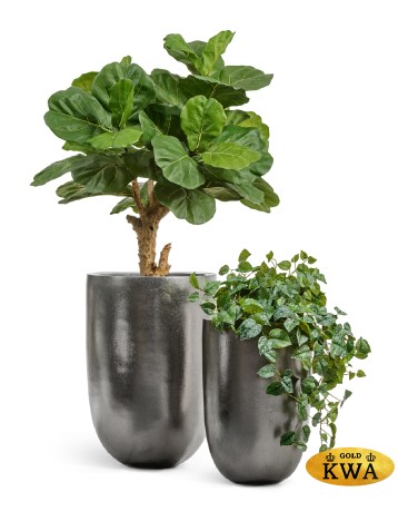 Кашпо TREEZ Effectory Metal Высокий конус-чаша Стальное серебро в-67, д-46 см