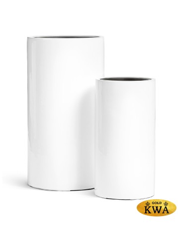 Кашпо TREEZ Effectory Gloss Высокий цилиндр Белый глянцевый лак в-60 см, д-31 см