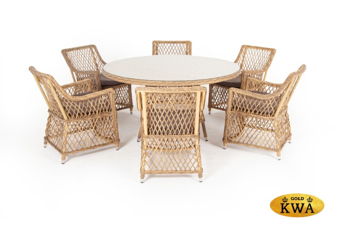 "Эспрессо-150 L" обеденная группа плетеная, цвет соломенный