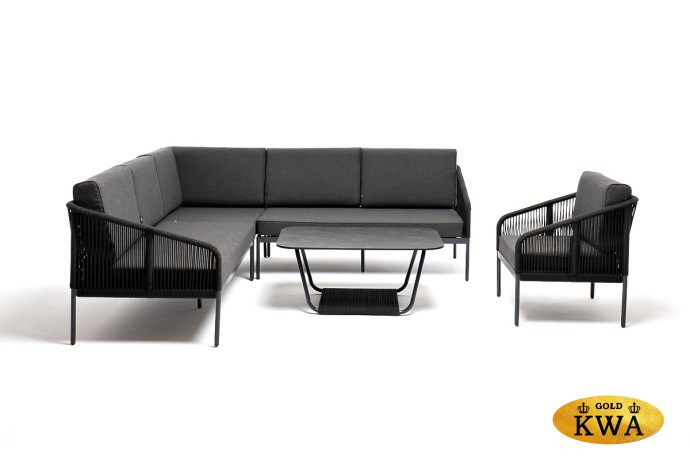 "Канны" модульная угловая лаунж-зона из роупа (веревки), цвет темно-серый