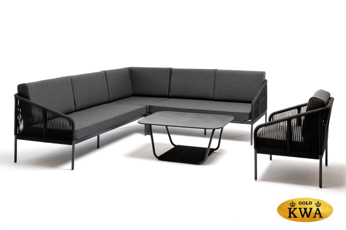 "Канны" модульная угловая лаунж-зона из роупа (веревки), цвет темно-серый