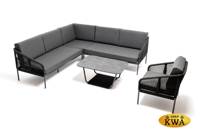 "Канны" модульная угловая лаунж-зона из роупа (веревки), цвет темно-серый