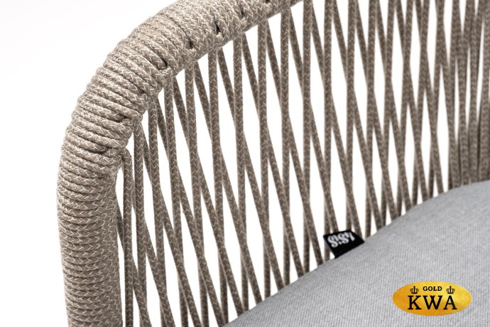 "Лион" стул плетеный из роупа, каркас алюминий светло-серый (RAL7035) шагрень, роуп серый меланж круглый, ткань светло-серая