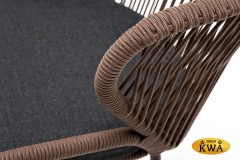 &quot;Милан&quot; стул плетеный из роупа, каркас алюминий коричневый (RAL8016) шагрень, роуп коричневый круглый, ткань темно-серая 019