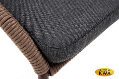 &quot;Милан&quot; стул плетеный из роупа, каркас алюминий коричневый (RAL8016) шагрень, роуп коричневый круглый, ткань темно-серая 019