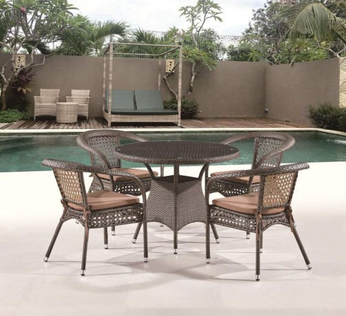 Комплект плетеной мебели Лион-1A T220CT/Y32-W53 Brown (4+1)