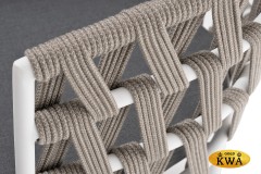 "Диего" стул плетеный из роупа, каркас из стали белый муар, роуп серый меланж круглый, ткань серая 017