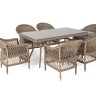 "Амароне" обеденная группа из искусственного ротанга на 6 персоны, цвет соломенный
