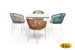 &quot;Аркобалено&quot; обеденная группа на 4 персоны со стульями &quot;Марсель&quot;, каркас белый, роуп цветной