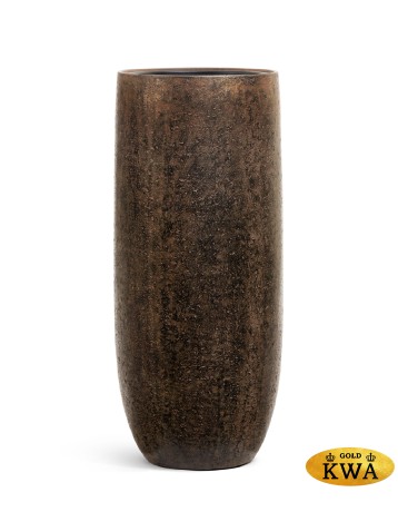 Кашпо TREEZ Effectory Metal Высокий округлый конус Rough с золотой патиной в-72, д-31 см