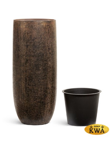 Кашпо TREEZ Effectory Metal Высокий округлый конус Rough с золотой патиной в-72, д-31 см