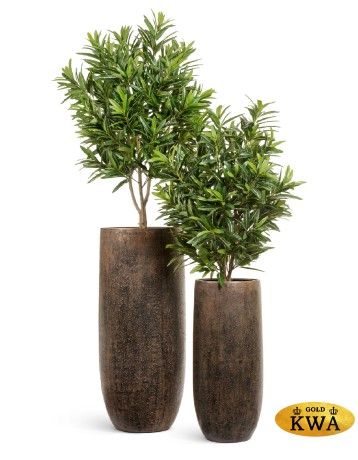 Кашпо TREEZ Effectory Metal Высокий округлый конус Rough с золотой патиной в-72, д-31 см