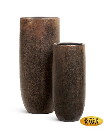 Кашпо TREEZ Effectory Metal Высокий округлый конус Rough с золотой патиной в-72, д-31 см