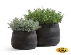 Кашпо TREEZ ERGO Graphics Низкая чаша Чёрный графит в-20 см, д-29 см