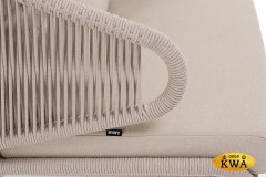 &quot;Милан&quot; кресло плетеное из роупа, каркас алюминий белый муар, роуп бежевый круглый, ткань бежевая 052