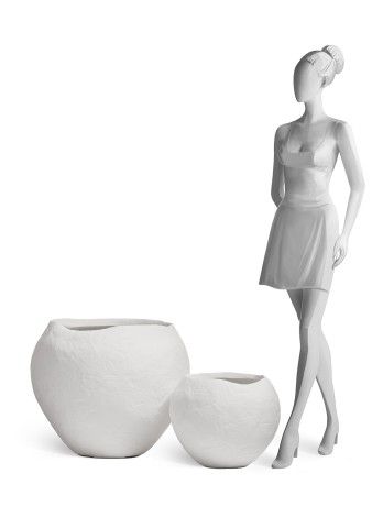 Кашпо TREEZ Effectory Organic Сфера Белый камень д-39 см, в-33 см