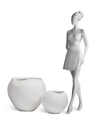 Кашпо TREEZ Effectory Organic Сфера Белый камень д-39 см, в-33 см