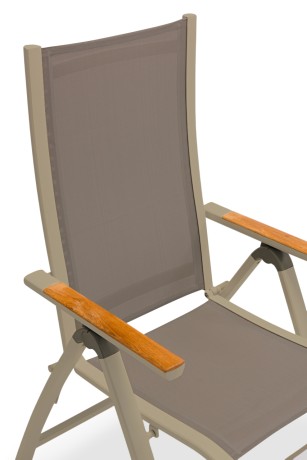 Лион-Анди 280B+8R Комплект обеденной мебели бежевый/натуральный, алюминий/тик