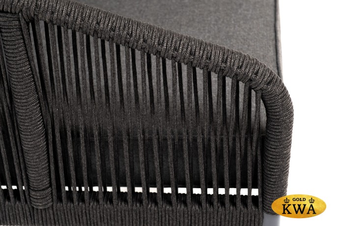 "Канны" кресло плетеное из роупа, каркас алюминий темно-серый (RAL7024) муар, роуп темно-серый круглый, ткань темно-серая 027