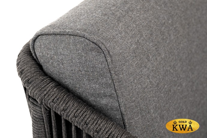 "Канны" кресло плетеное из роупа, каркас алюминий темно-серый (RAL7024) муар, роуп темно-серый круглый, ткань темно-серая 027