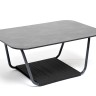 "Гранада" журнальный стол 90х60см из HPL, цвет "серый гранит", каркас темно-серый (RAL7024) муар, роуп темно-серый круглый
