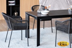 &quot;Венето&quot; обеденная группа на 4 персоны со стульями &quot;Лион&quot;, каркас темно-серый, роуп темно-серый