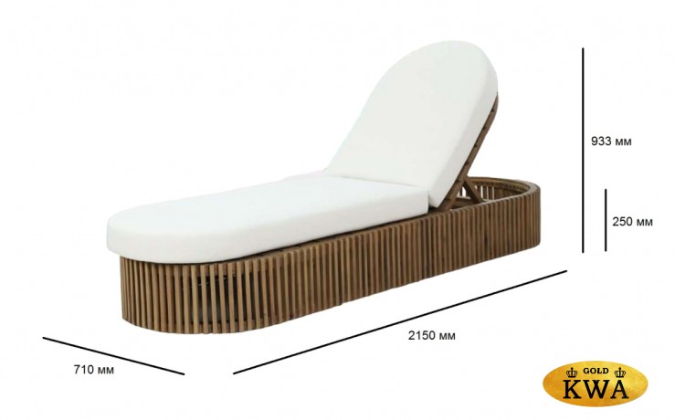 Шезлонг-лежак деревянный с матрасом