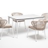 "Малага" обеденная группа на 4 персоны со стульями "Милан", каркас белый, роуп бежевый