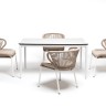 "Малага" обеденная группа на 4 персоны со стульями "Милан", каркас белый, роуп бежевый