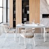 "Малага" обеденная группа на 4 персоны со стульями "Милан", каркас белый, роуп бежевый