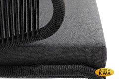 &quot;Милан&quot; диван 2-местный плетеный из роупа, каркас алюминий темно-серый (RAL7024), роуп темно-серый круглый, ткань темно-серая 019