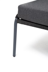 &quot;Милан&quot; диван 2-местный плетеный из роупа, каркас алюминий темно-серый (RAL7024), роуп темно-серый круглый, ткань темно-серая 019