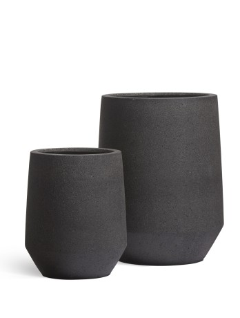 Кашпо TREEZ Ergo Hard Rock Высокая трапециевидная чаша Черный песок д-40, в-48 см