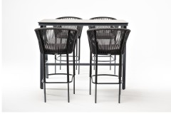 "Рио" барный комплект на 4 персоны, стол HPL "серый гранит", цвет темно-серый