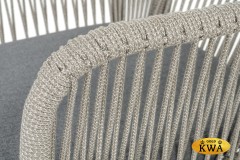 "Лион" стул плетеный из роупа, каркас из стали темно-серый (RAL7024) муар, роуп серый меланж круглый, ткань серая 017