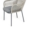 "Лион" стул плетеный из роупа, каркас из стали темно-серый (RAL7024) муар, роуп серый меланж круглый, ткань серая 017