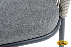 "Лион" стул плетеный из роупа, каркас из стали темно-серый (RAL7024) муар, роуп серый меланж круглый, ткань серая 017