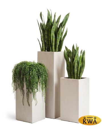 Кашпо TREEZ Effectory Beton Высокий куб Белый песок в-97 см, 31х31 см 1/1