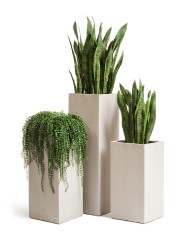 Кашпо TREEZ Effectory Beton Высокий куб Белый песок в-97 см, 31х31 см 1/1