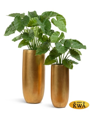 Кашпо TREEZ Effectory Metal Высокий округлый конус Сусальное золото в-72, д-31 см