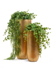 Кашпо TREEZ Effectory Metal Высокий округлый конус Сусальное золото в-72, д-31 см