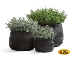 Кашпо TREEZ ERGO Graphics Низкая чаша Чёрный графит в-37, д-55 см