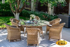 &quot;Эспрессо&quot; плетеный круглый стол, диаметр 150 см, цвет соломенный