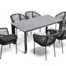 "Венето" обеденная группа на 6 персон со стульями "Марсель", каркас темно-серый, роуп темно-серый