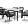 "Венето" обеденная группа на 6 персон со стульями "Марсель", каркас темно-серый, роуп темно-серый