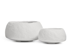 Кашпо TREEZ Effectory Organic Низкая чаша Белый камень д-39 см, в-21 см