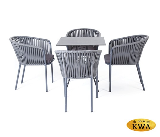 "Конте" обеденная группа на 4 персоны, квадратный стол, цвет "серый гранит"