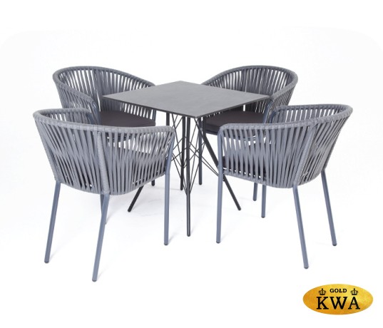 "Конте" обеденная группа на 4 персоны, квадратный стол, цвет "серый гранит"