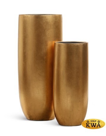 Кашпо TREEZ Effectory Metal Высокий округлый конус Сусальное золото в-95, д-39 см