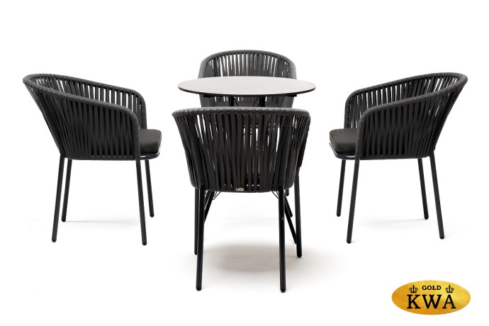 "Конте" обеденная группа на 4 персоны, круглый стол, цвет "серый гранит"